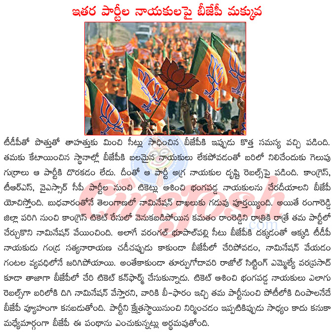 bharathiya janatha party,telugu desam party,bjp,tdp alliance,kamatham ram reddy,rebels,bjp candidates nominations  bharathiya janatha party, telugu desam party, bjp, tdp alliance, kamatham ram reddy, rebels, bjp candidates nominations